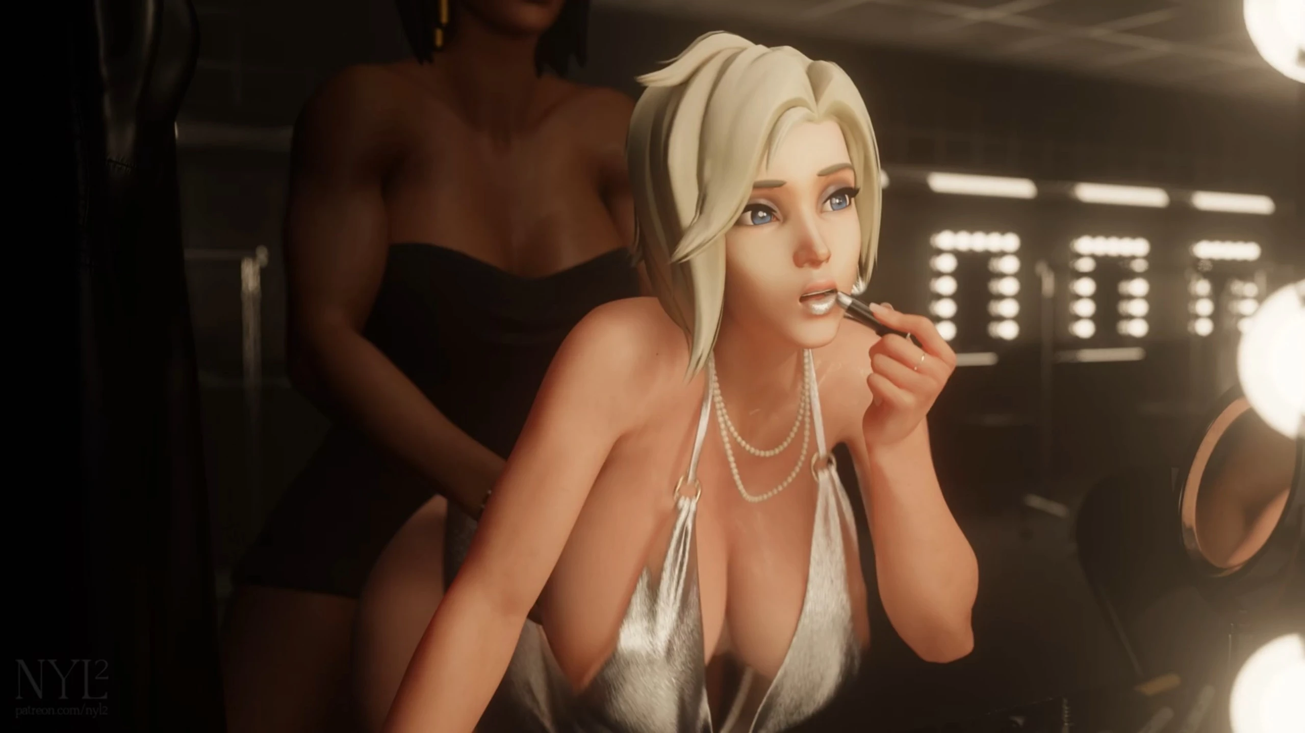 Ana Amari & Brigitte Fucking While Doing Make Up – 3D Hentai Short