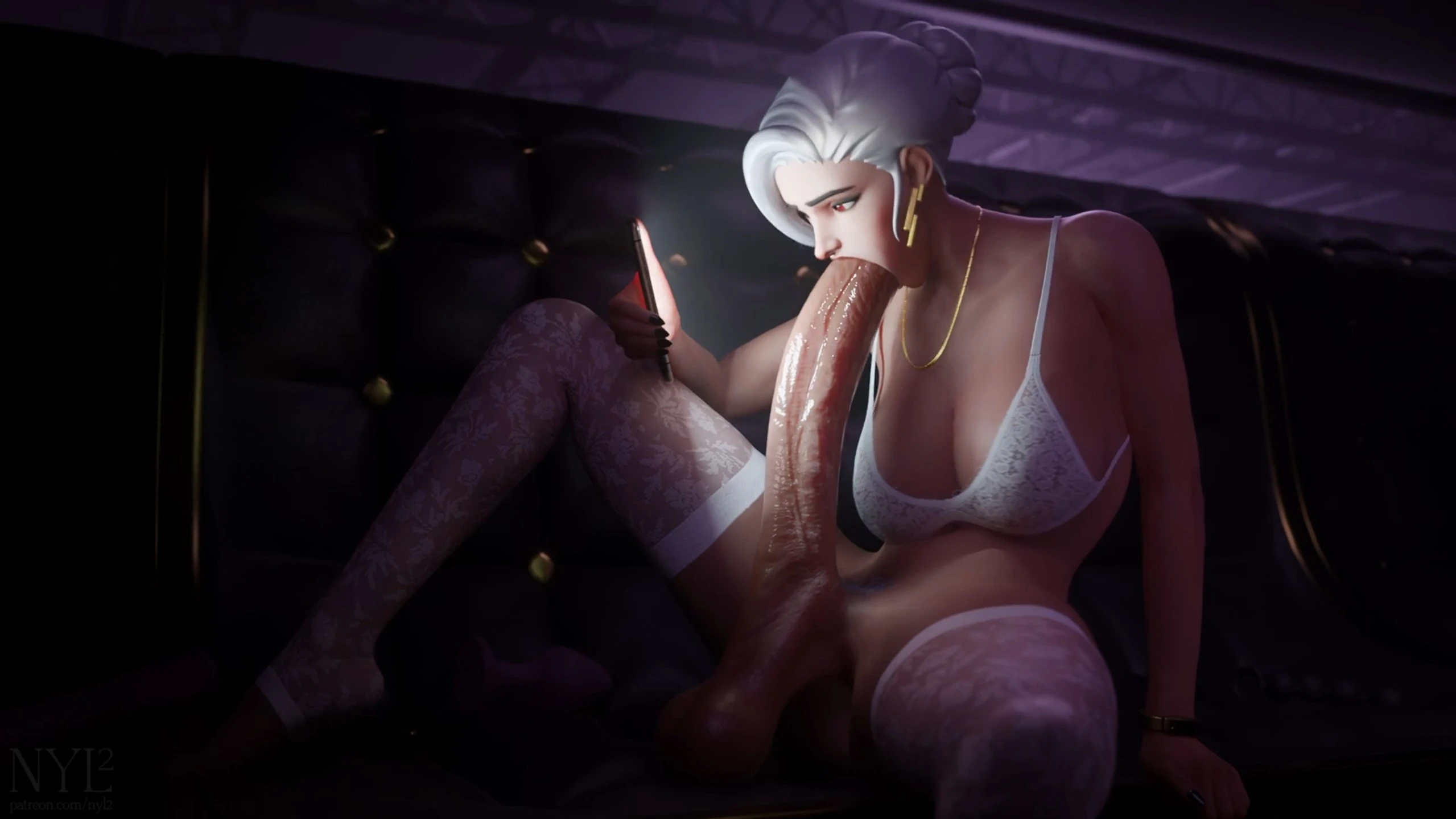 Ashe Futa AutoBlowjob futanari – 3D Hentai Short