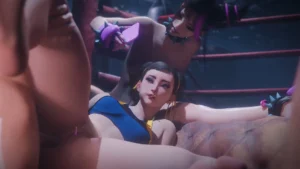 Chun li & Juri Han Chun Li and Juri Gangbang on Ring – 3D Hentai Short