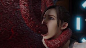 Into Space 1 – Resident Evil Claire double penetrated by tentacles
