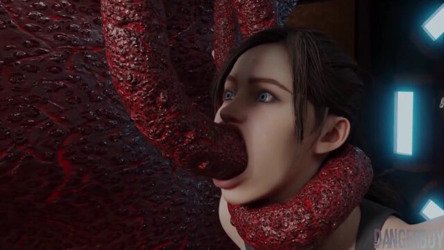 Into Space 1 - Resident Evil Claire double penetrated by tentacles