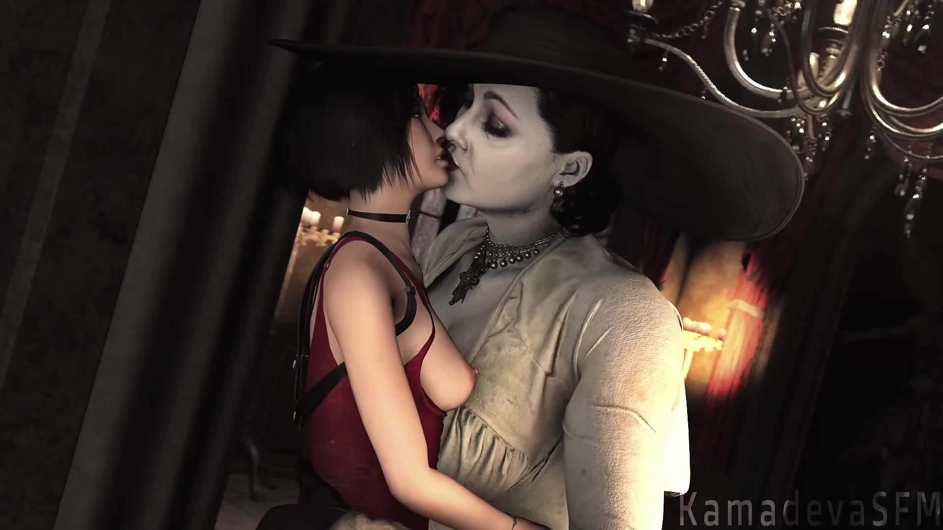 Resident Evil Second Maiden – Lady Dimitrescu licks Ada Wong’s wet pussy