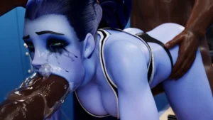 Widowmaker Hardcore Threesome Stomach Bulge – 3D Hentai Short