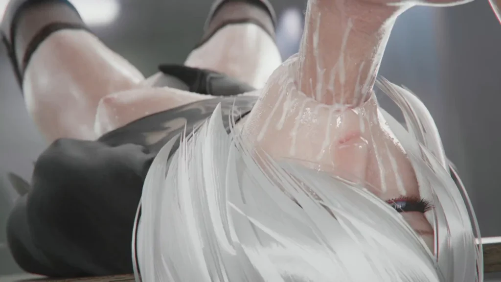 Yorha 2b 2B Sloppy Upside down Throat Fuck – 3D Hentai Short