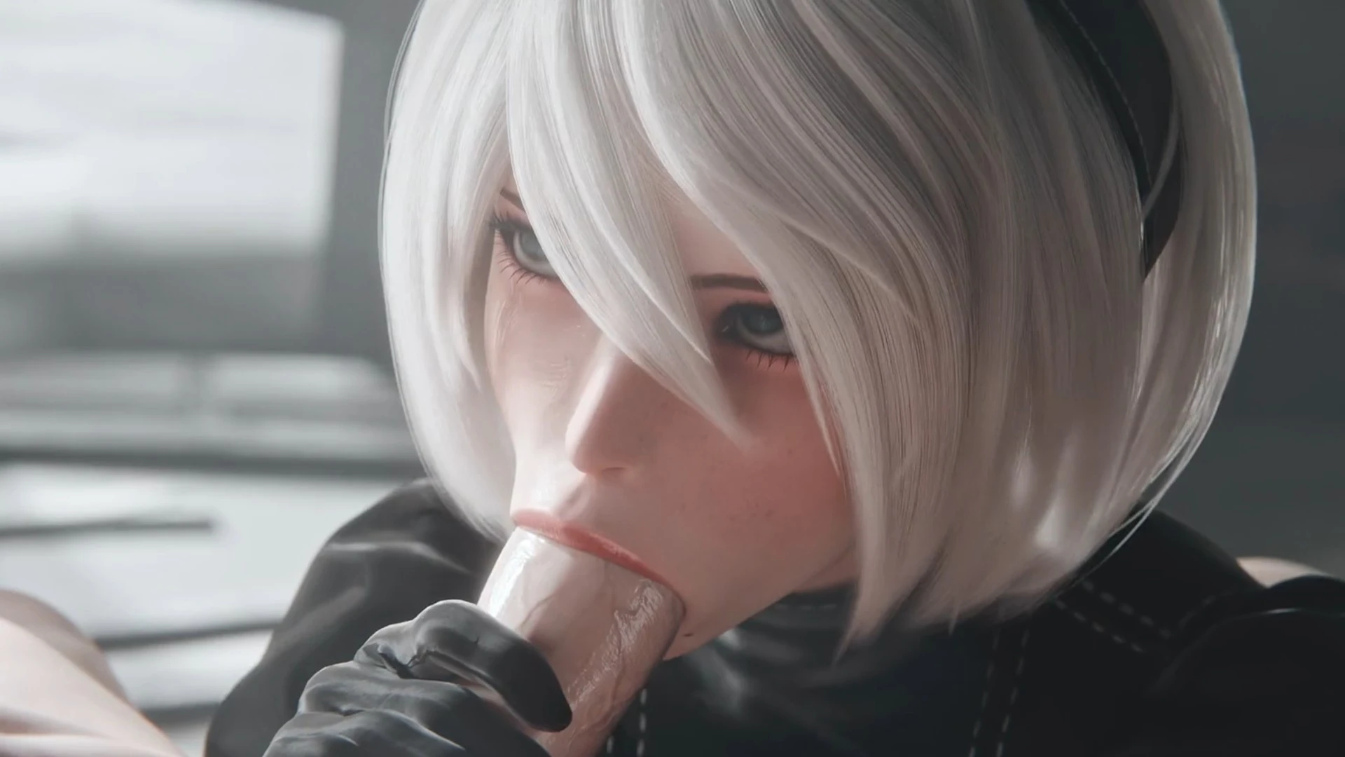 Yorha 2b 2B Vaccum Blowjob deepthroa – 3D Hentai Short