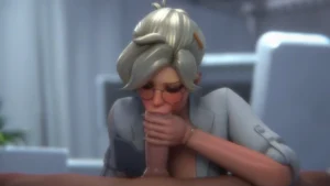 Mercy Stealth Handjob and Blowjob Cum In Mouth – 3D Hentai Short