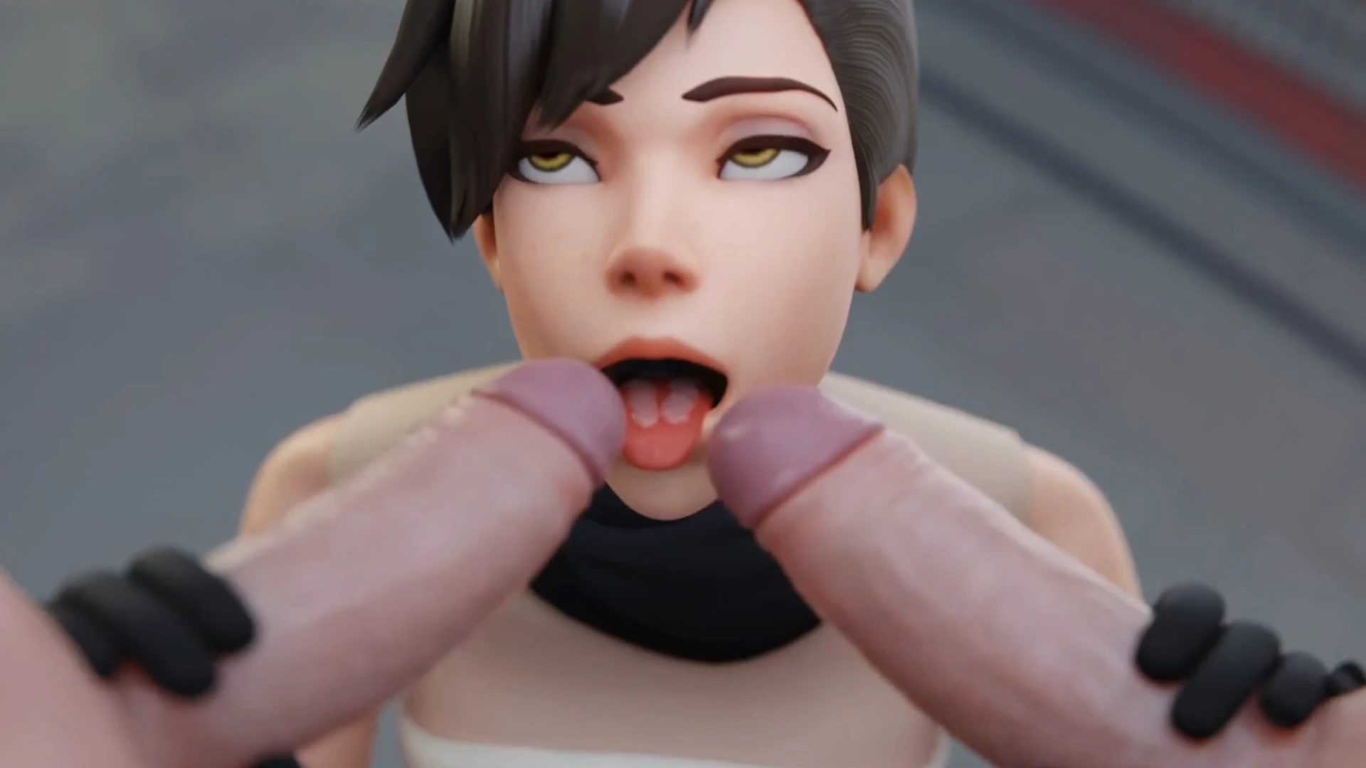 Tracer Threesome Fantasy Double Anal Penetratio – 3D Hentai Short