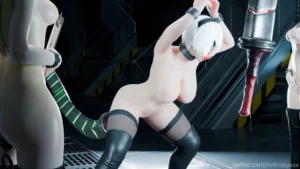 Yorha 2b 2b BDSM Dildo Machine Pussy Pounding – 3D Hentai Short